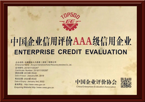 企业信用评价等级AAA